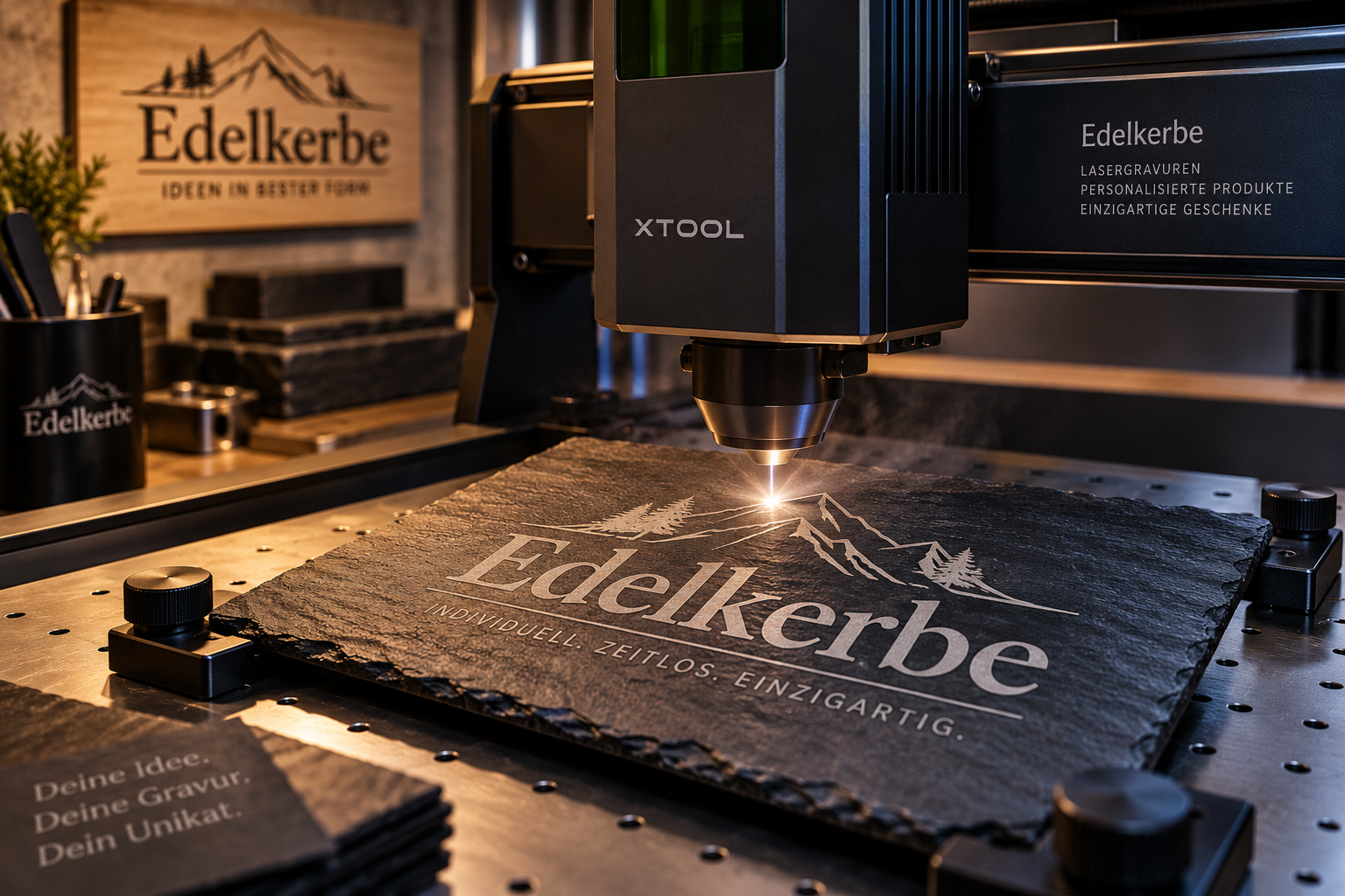 Lasergravur in der Edelkerbe Werkstatt